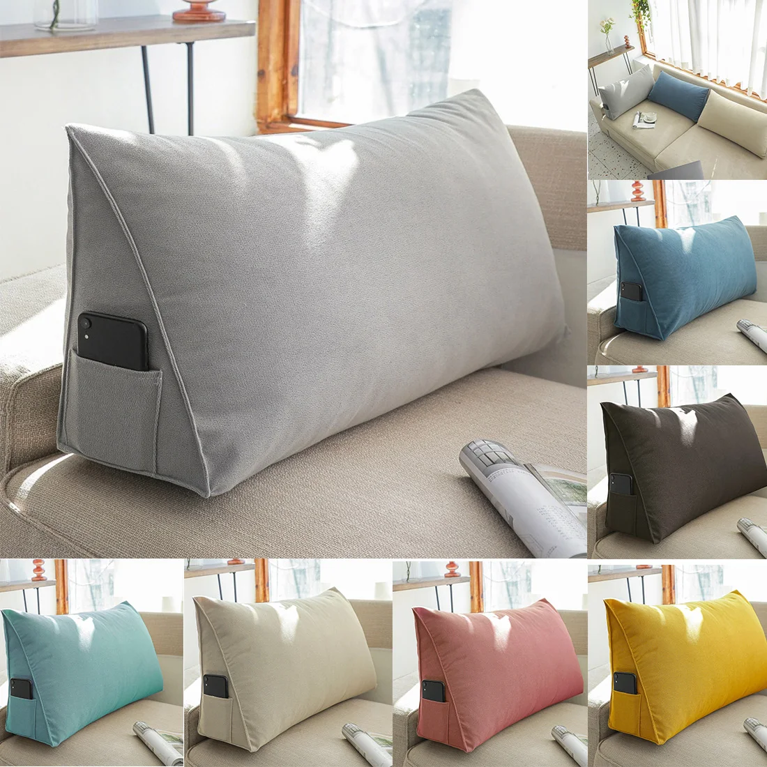 Solid Color Cushion Sofa Cushion Back Pillow  Washable Sofa Reading Pillow Tatami Bed Back Cushion Home Decor  틈새쿠션