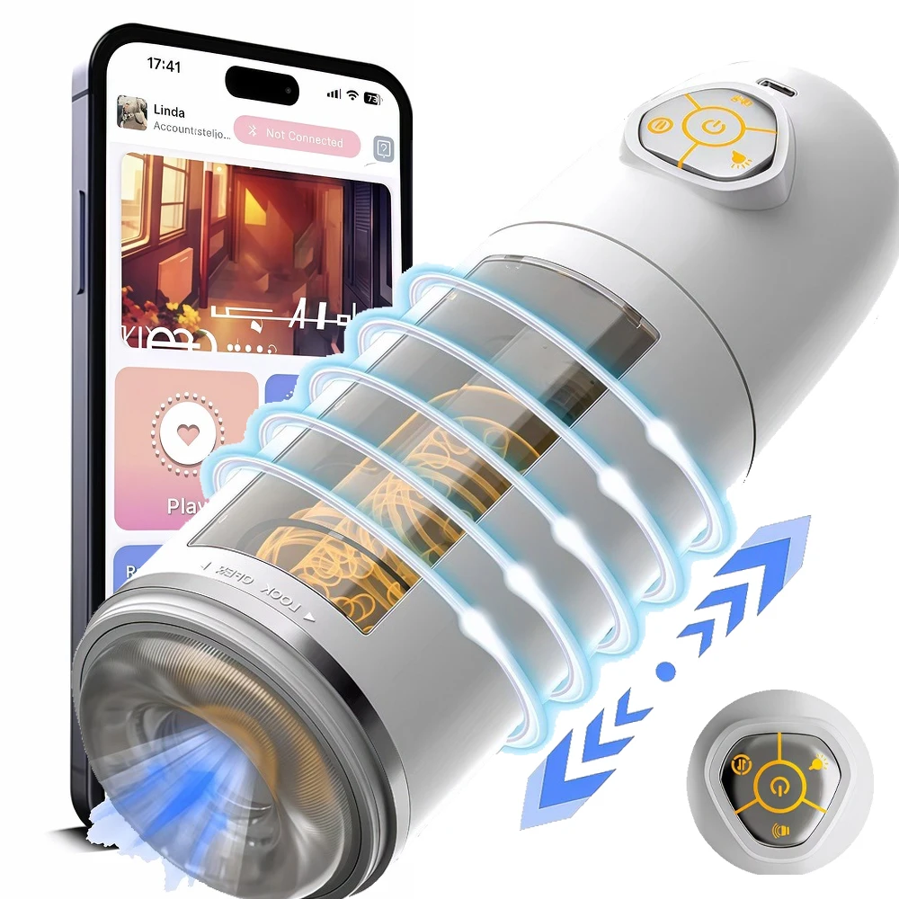 Automatic Male Masturbator Telescopic Rotating Adult Masturbator Cup Penis Pump Vibrator Thrusting Blowjob Sex Toys for Man