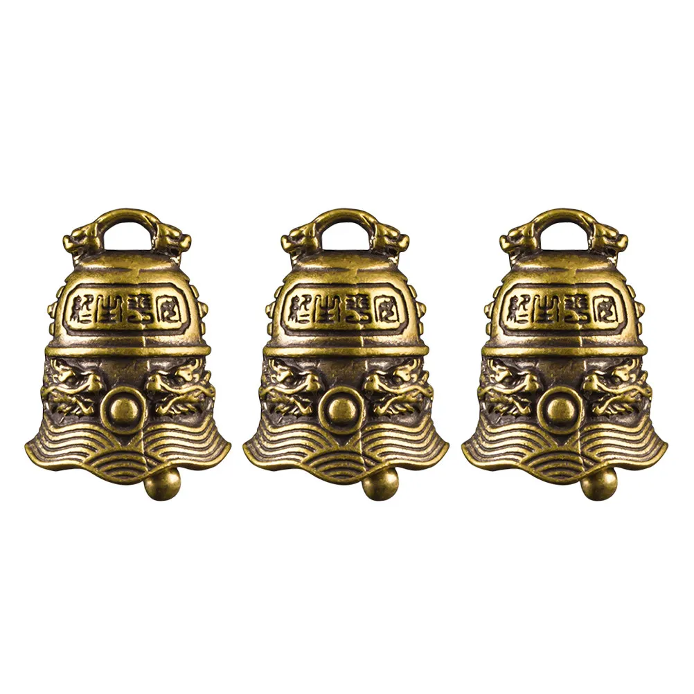 3Pcs Unique Bell Pendant Brass Retro Pendant Creative Design for Keychain Bag Suitcase Car Decor Unique Shape Bell Hanging Decor