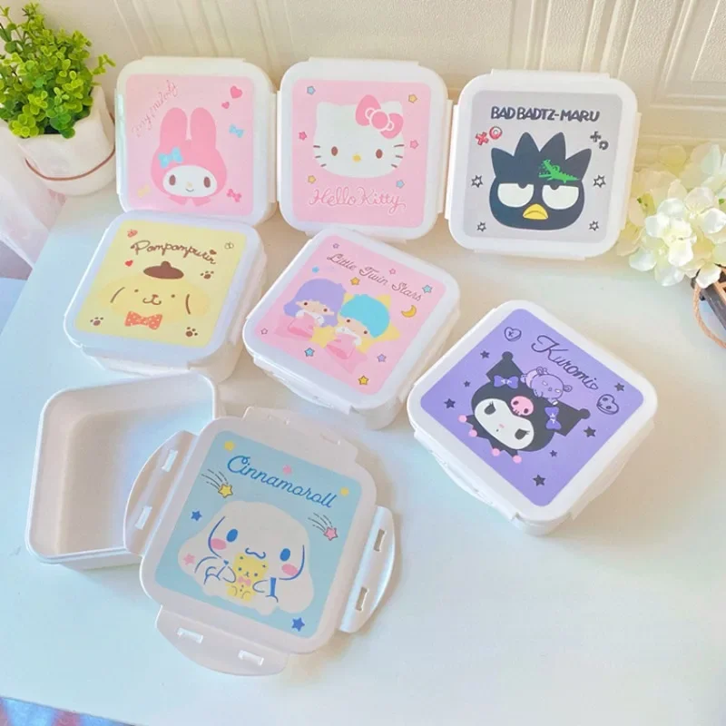 Cartoon Sanrio Series Fruit Fresh-keeping Box Kawaii Anime Kuromi Melody Cinnamoroll Hello Kitty Student Lunch Box Girl Gifts