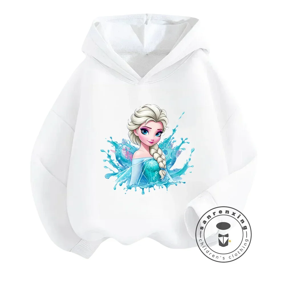 Trendy Disney Elsa Cartoon Long Sleeve Tops for a Casual Outdoor Winter for Boy Girl Ideal for City Strolls on Breezy Afternoons