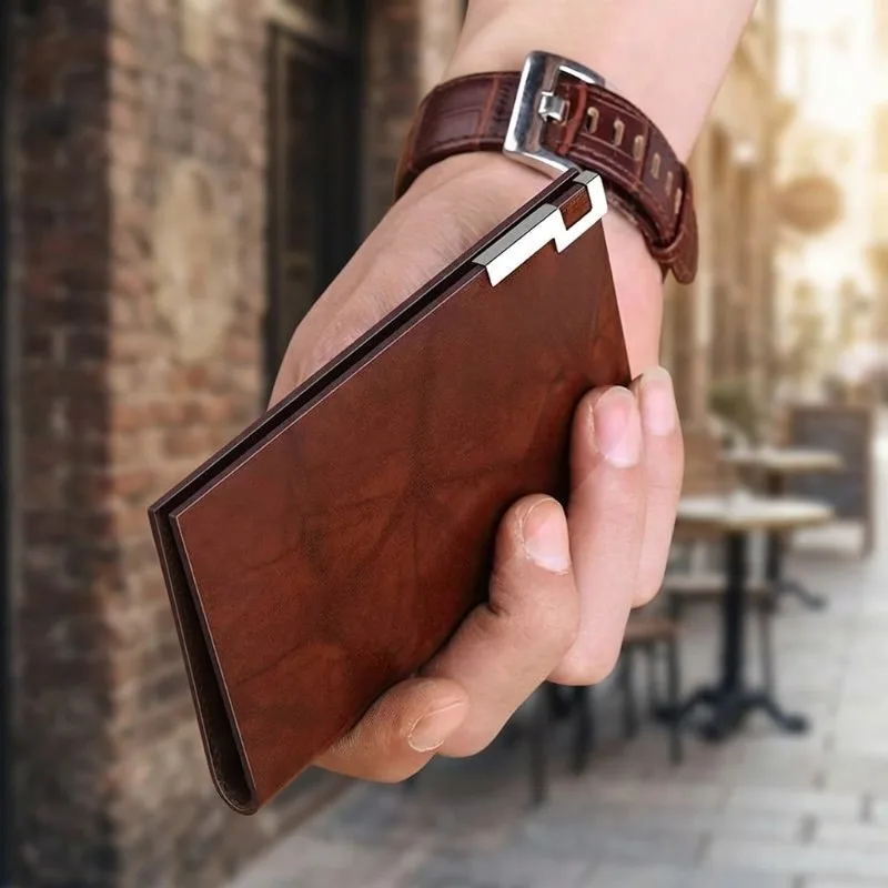 Novo Porta-Cartões Slim para Homens, Organizador de Cartões de Metal com Múltiplos Slots para ID, Cartão de Crédito e Licença de Motorista, Ultra Fino e Portátil Premium