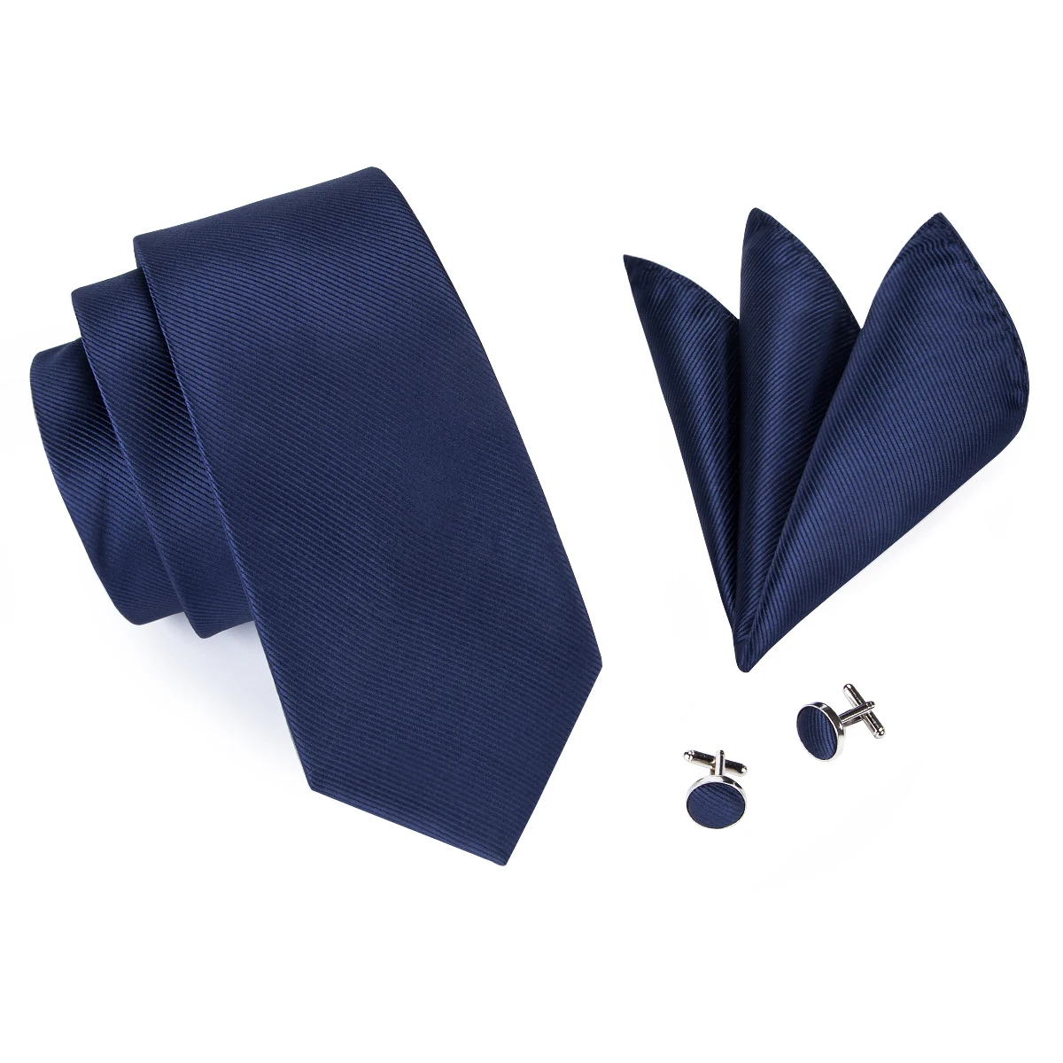 Hi-Tie-corbata de seda para hombre, corbata de boda de color azul marino, mancuernas de moda, fiesta de negocios, envío directo