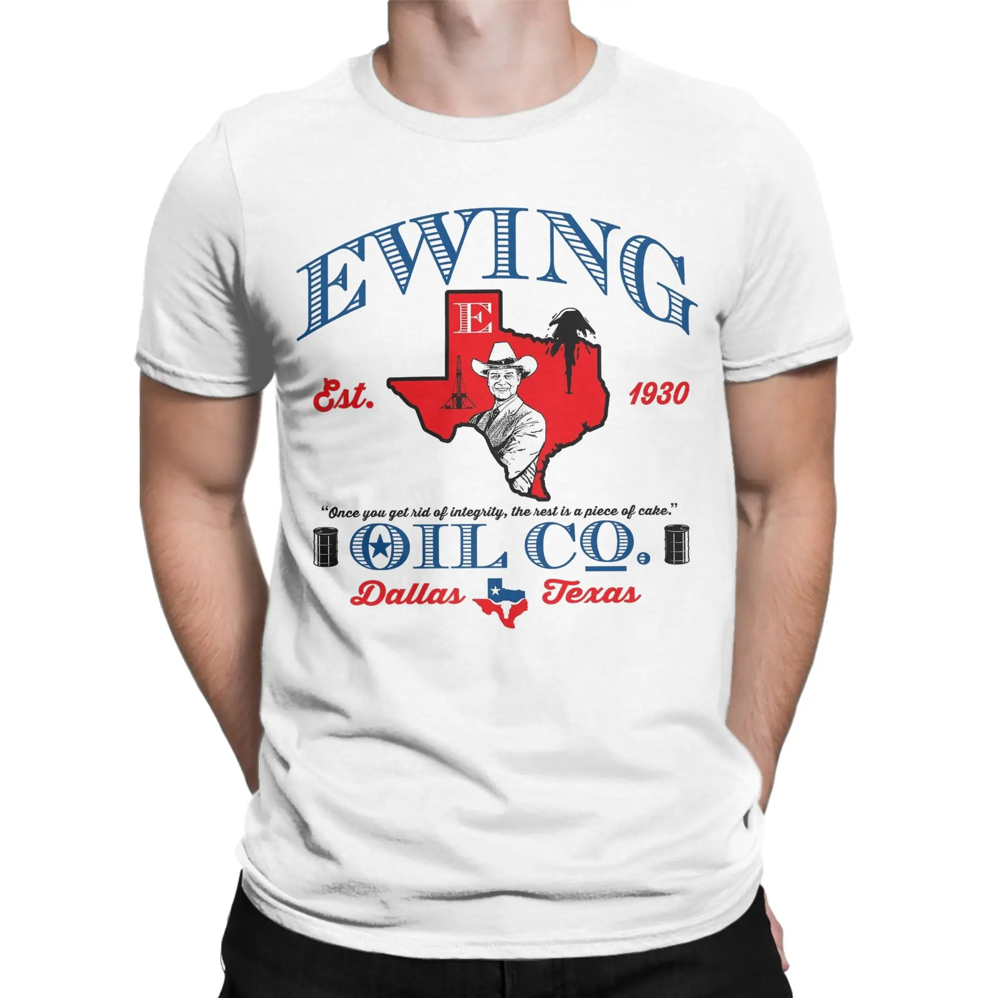 Ewing Oil Co. Dallas TV Show T Shirt for Men 100% Cotton Cool T-Shirts Crewneck  Tee Shirt Short Sleeve Clothes Plus Size