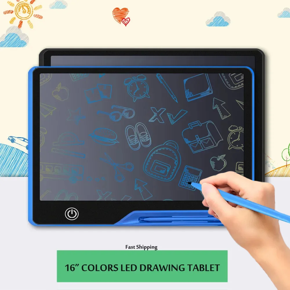 Planche à dessin LCD 16 pouces, jouets pour enfants, tablette d'écriture électronique, numérique USB, bloc d'écriture coloré, cadeaux pour enfants