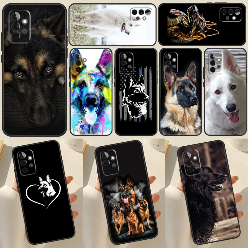 Cartoon German Shepherd Dog For Samsung Galaxy A54 A34 A14 A52 S A12 A22 A32 A13 A33 A53 A73 A50 A71 A51 Phone Case