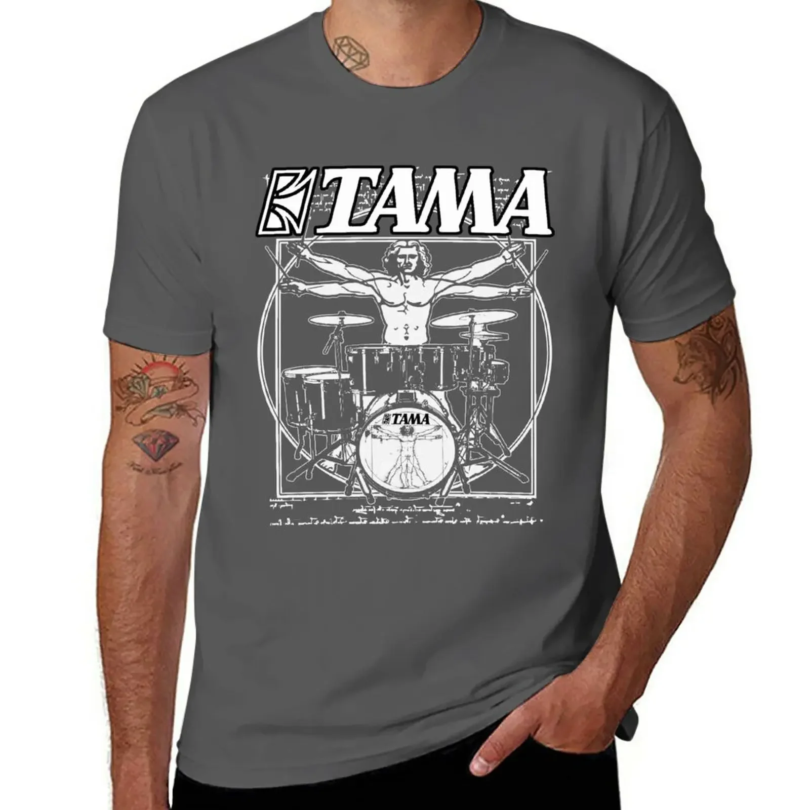 VITRUVIAN MAN TAMA DRUMS T-Shirt plus size tops Short funny t shirts for men vintage men clothing  graphic oversized  harajuku