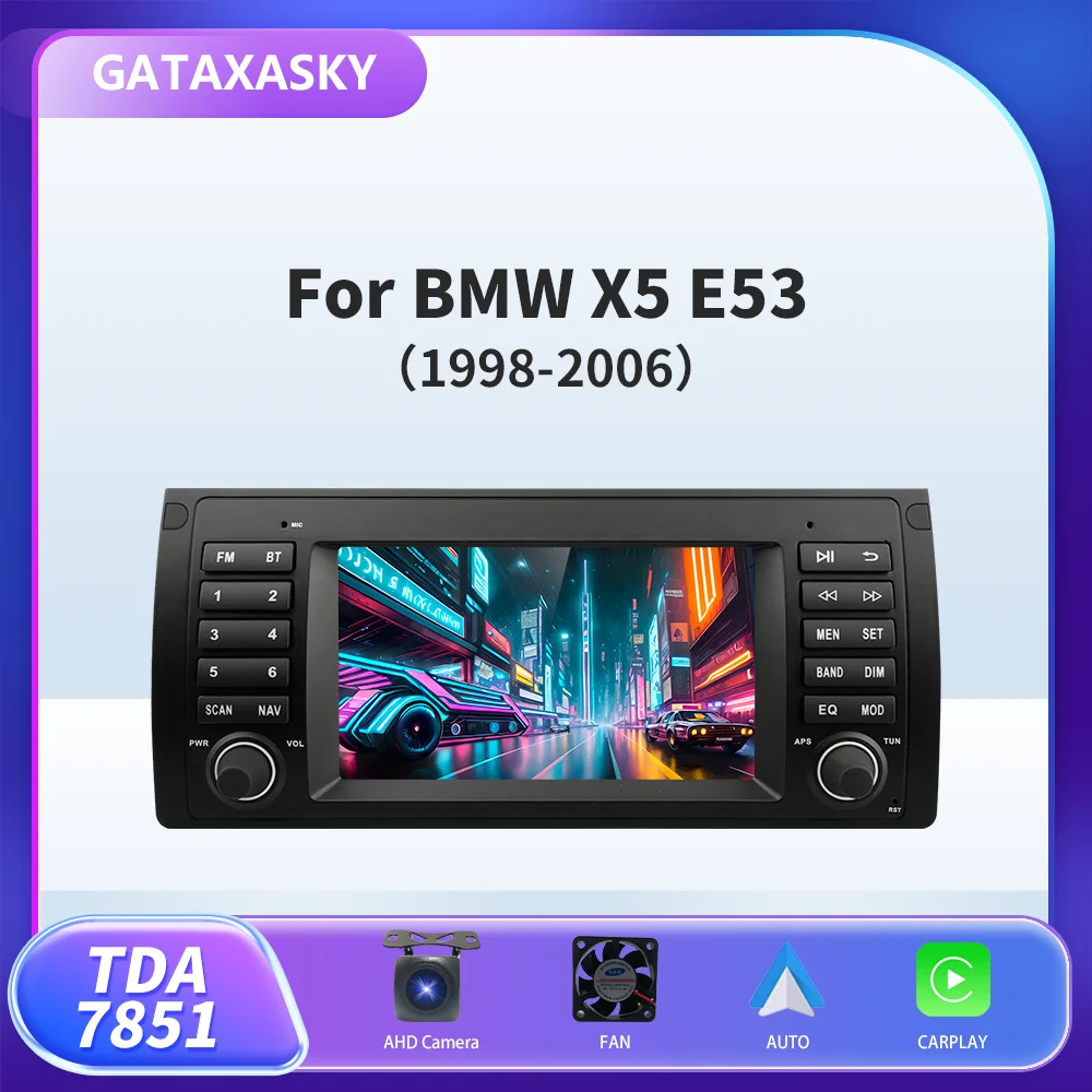 

GATAXASKY 7" for BMW 5 Serie E39 X5 E53 M5 1995 - 2003 2004 2005 2006 Car Android Auto Multimedia Carplay SWC RDS Navigation