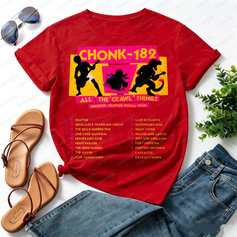 Chonk 182 World Tour Graphic T-Shirt RawChromeDesign Streetwear Men Women Casual Cotton Short Sleeve Tee Fashion Print Tops