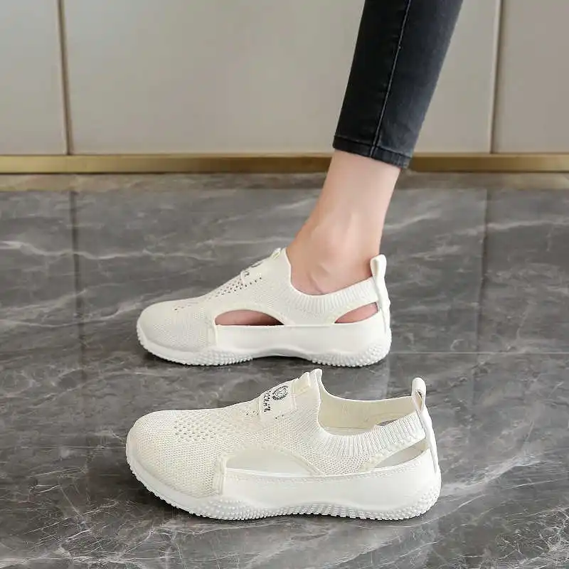 

Super Lightweight Non-slip Sole Gray Shoes For Women Woven Beige Women's Sneakers Leopard Tennis Sports Outing