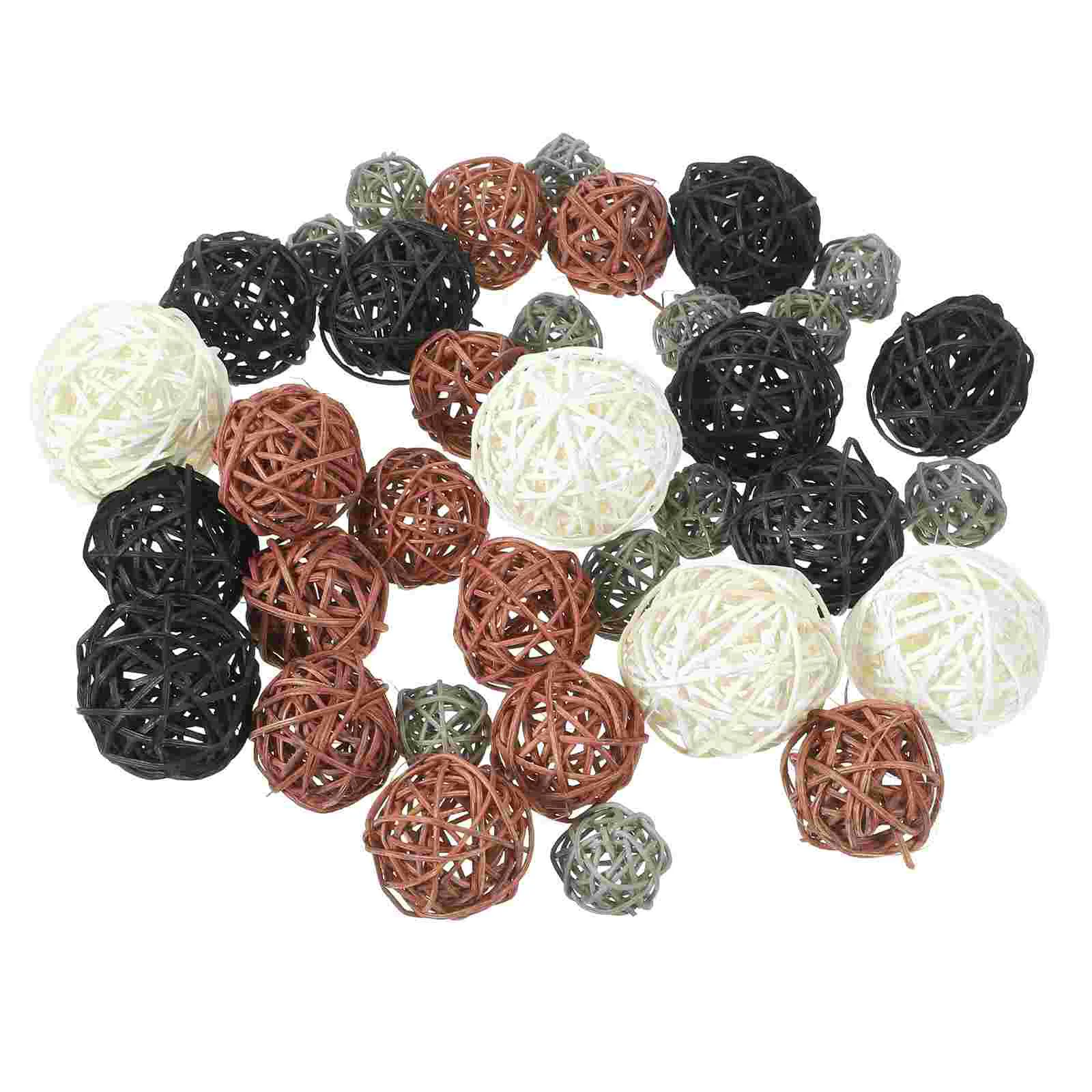 36 Pcs Wicker Takraw Ball Decoration Xmas Rattan Crafts Natural DIY Decorative Layout Supplies Pendant