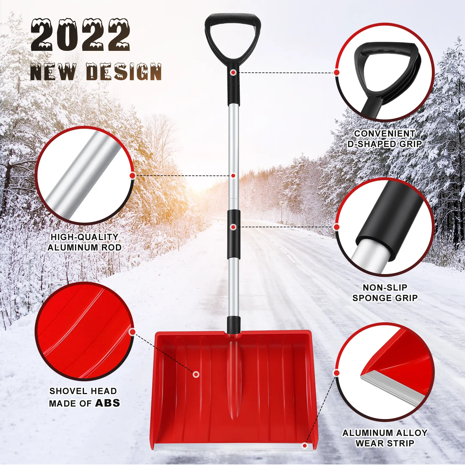 large-collapsible-snow-shovel-aluminum-rod-adjustable-handle-red-lightweight-snow-scraper-ice-removal-tool-for-camping