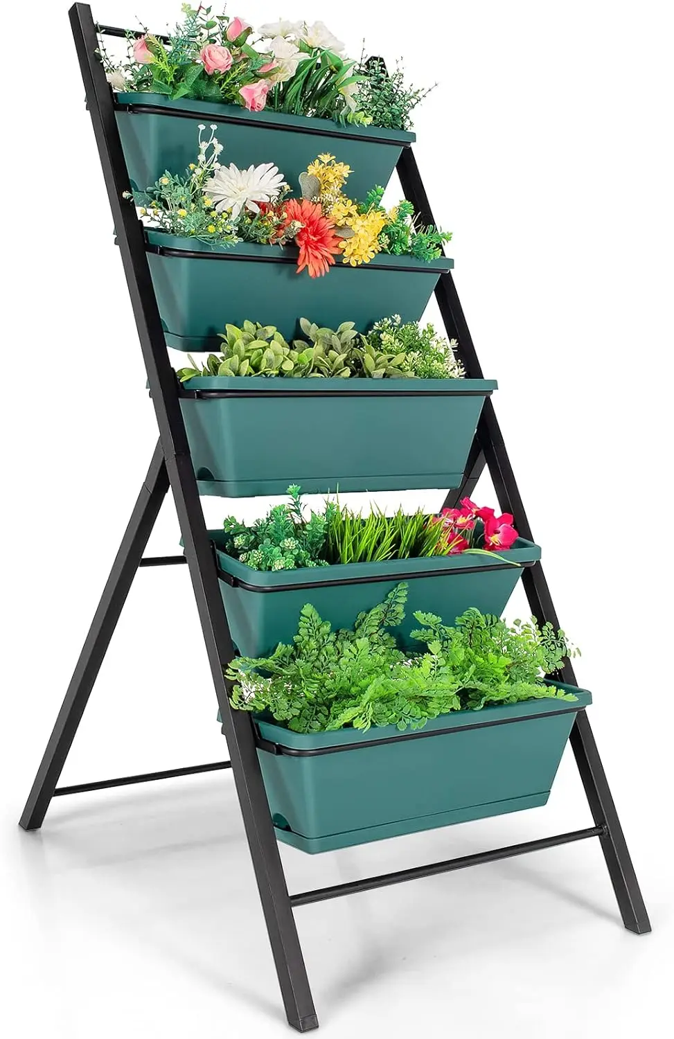 

Вертикальная приподнятая кровать для кашпо, приподнятые садовые кровати с дренажным отверстием для воды, отдельно стоящие 5-контейневые коробки для трав и овощей F