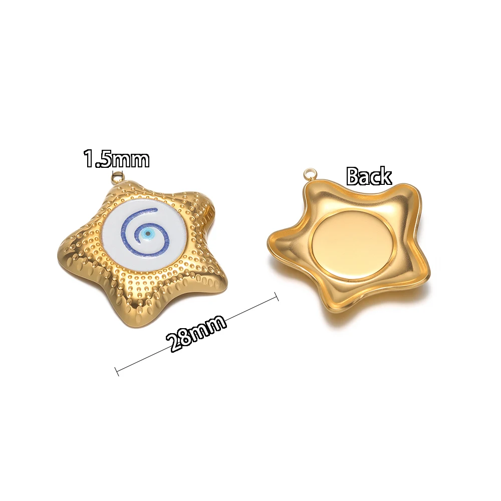4 Stück Edelstahl-Emaille-Sternanhänger mit Augen für DIY-Schmuckzubehör, Armbandzubehör, Damen-Halsketten- und Ohrringherstellung – Detail 3