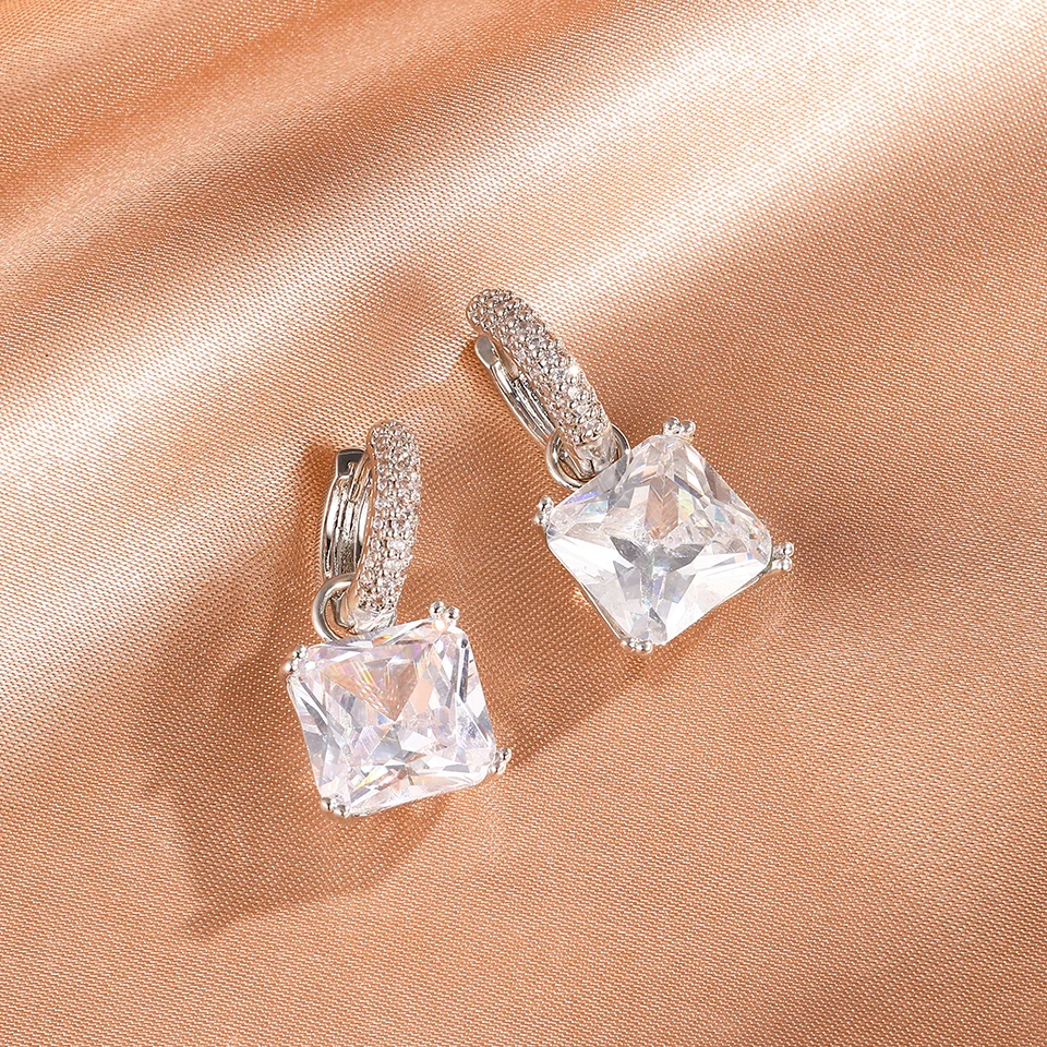 ZAKOL Geometrische Quadratische AAA Klar Zirkon Tropfen Ohrringe für Frauen Buling Grün Kristall CZ Ohr Schnalle Ohrring Luxus Partei Schmuck