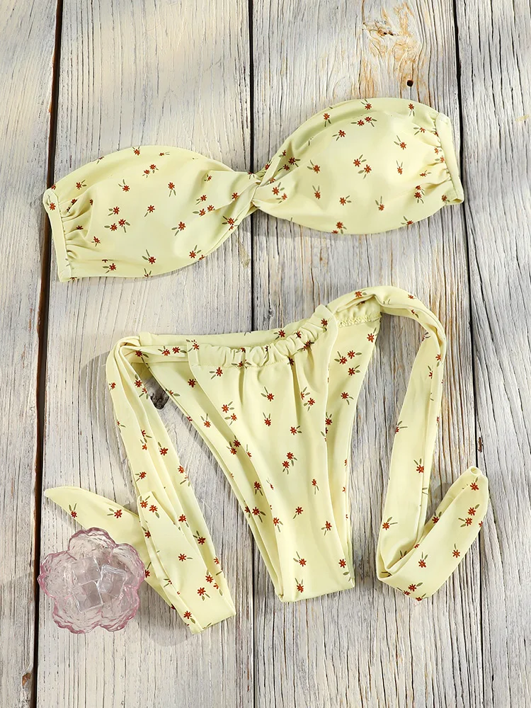 

Miyouj Sexy Two Piece Suits Bandage Bikinis Beadeau Swimsuits Low Waist Swimming Wear Summer Beachwear Women's Bikini Sets