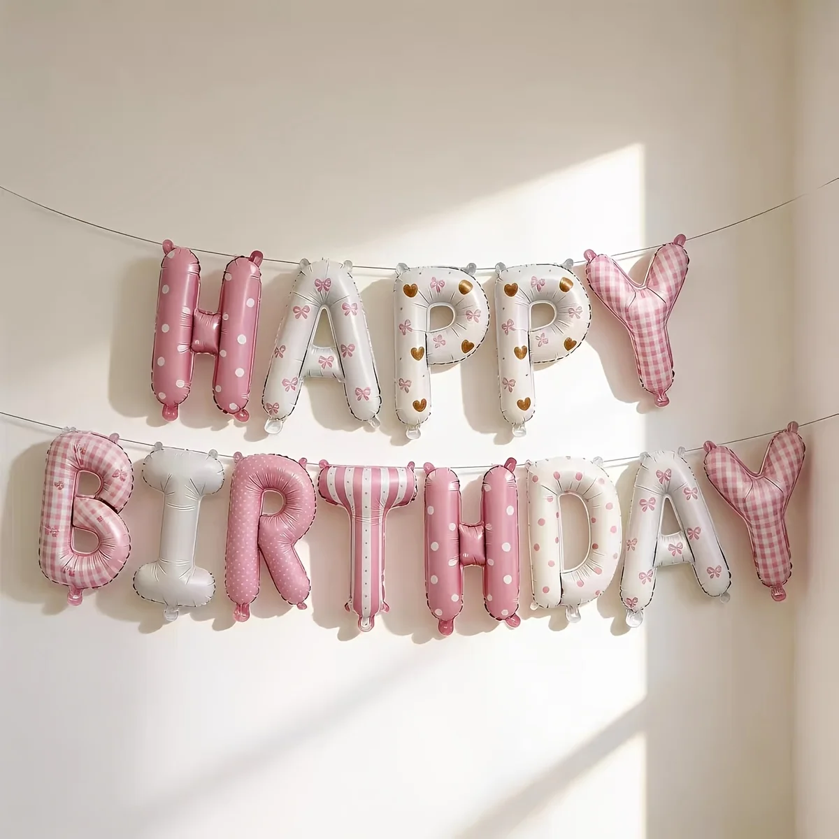 15-teiliges Macaron-farbenes Buchstabenballon-Set aus Aluminiumfolie mit der Aufschrift „Happy Birthday“ für die Geburtstagsfeierdekoration – Detail 4