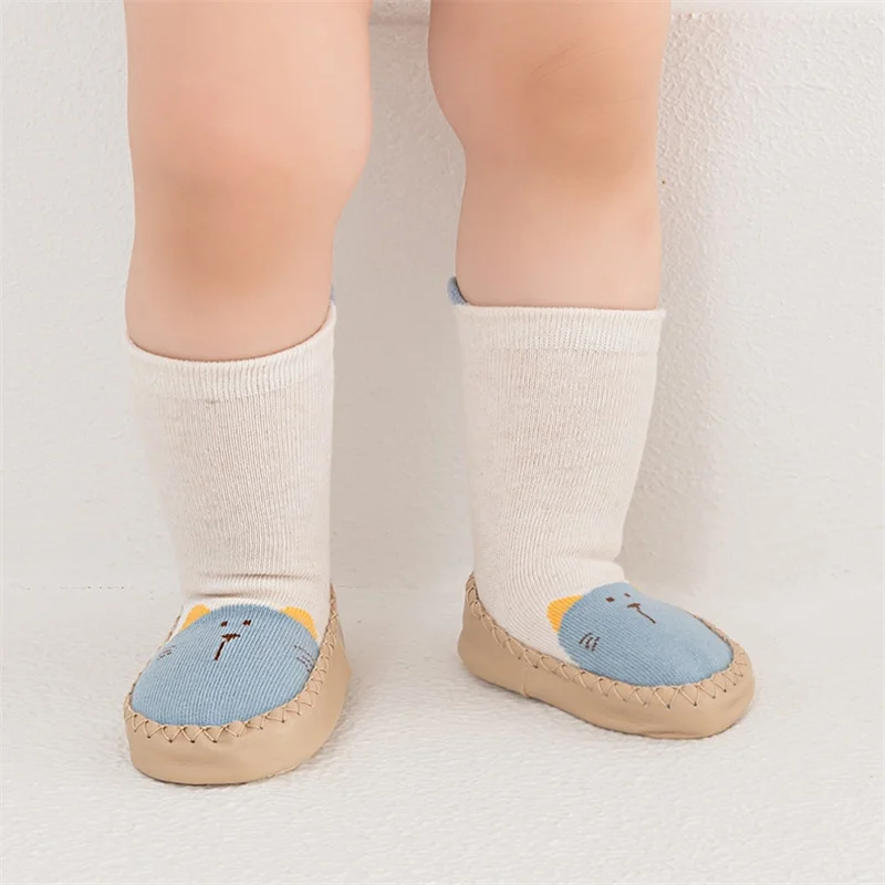 طفل الجوارب أحذية الخريف الشتاء الوليد الكرتون الأولى مشوا لينة سوليد أحذية عادية الرضع طفل المضادة للانزلاق جوارب يمكن السير بها على الأرض 0-24 متر #2