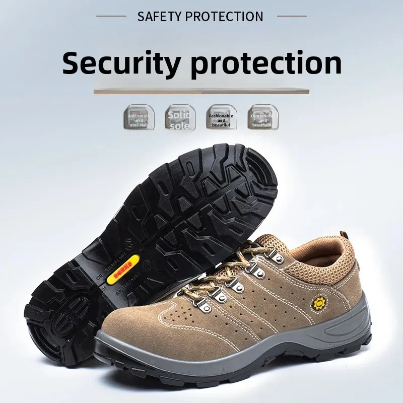 أحذية لحام لحماية العمال، أغطية أصابع فولاذية مسامية ومريحة، أحذية نعل خفيفة الوزن مضادة للتحطيم ومضادة للثقب #4