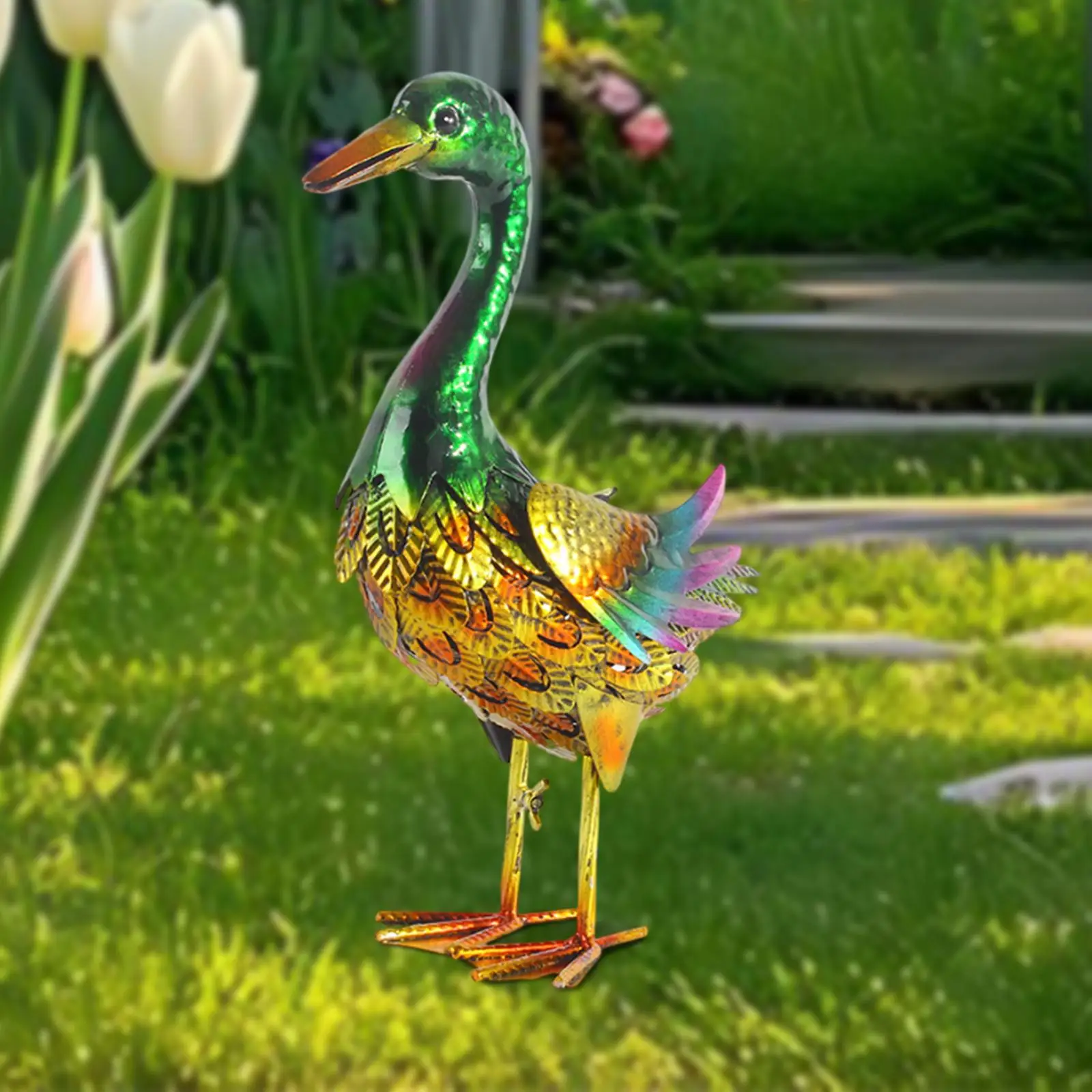 

Duck Statue Landscape Rustic Vivid Large Decorative Scene Outdoor Decoration Figurine for Lawn Pathway Pond Flower Bed Backyard