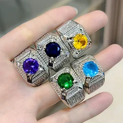 Solitaire Male 5ct Lab Diamond Ring 925 sterling silver Engagement Wedding band Rings for Men Moissanite Party Jewelry