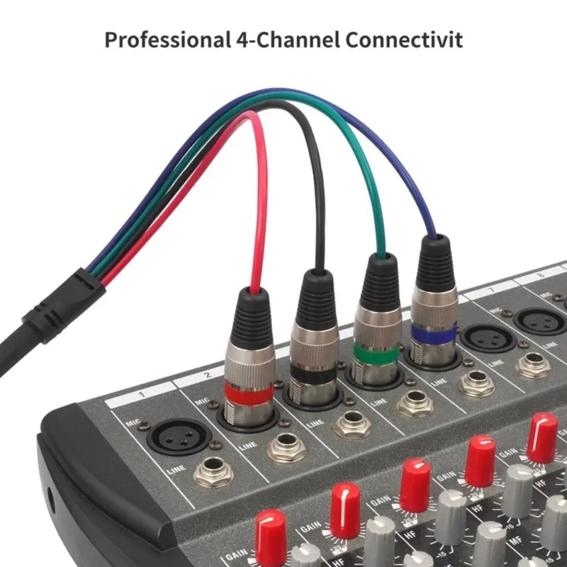 DT98 4 Channel XLR Male to Female Snake Cable, 3Pin Microphone Patch Cable for Live Studio