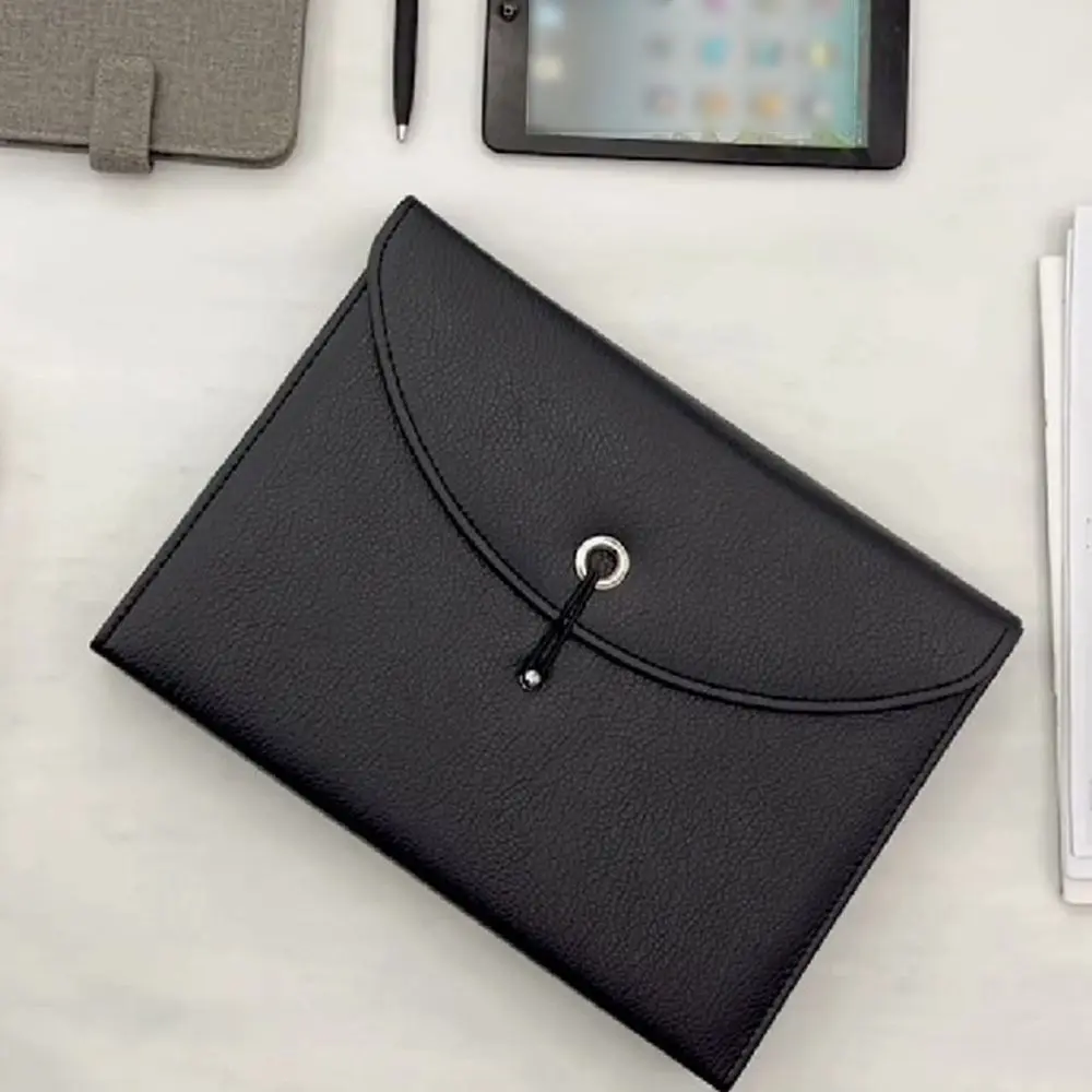 Waterproof PU Leather Document Bag 13 Pockets Portable Expanding File Holder Elastic Sealing Design with Labels