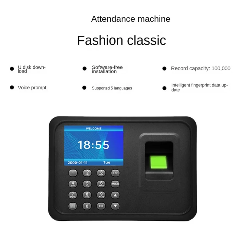 Black Attendance Machine Biometric Attendance System 1000 Fingerprint Capacity Support USB Driver Download AU Plug
