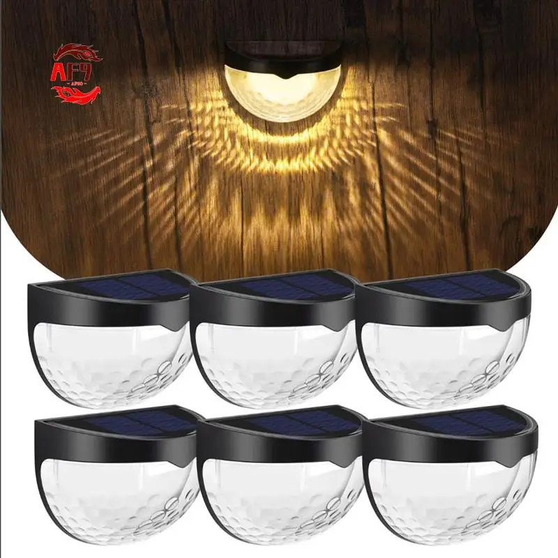 

AF90-6 Pcs Solar Wall Light 6LED Fence Lights Outdoor Lights For Garden Balcony Step Light Solar-Warm Light
