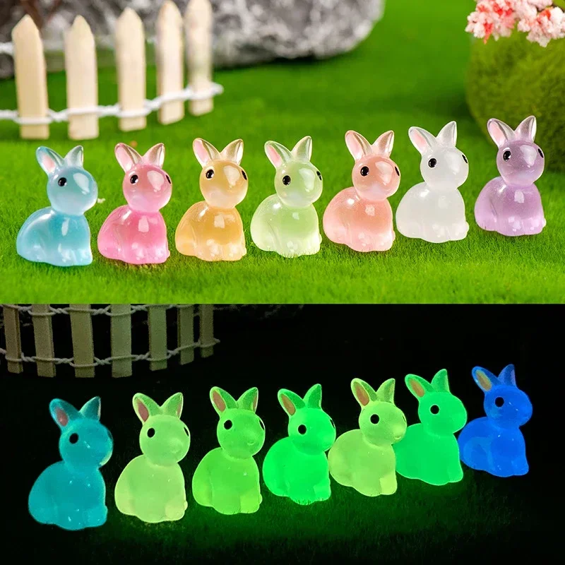 Cute Luminous Mini Rabbit Ornaments Multicolor Bunnies Microlandscape Gardening New Home Decor Fairy Miniature Figurines