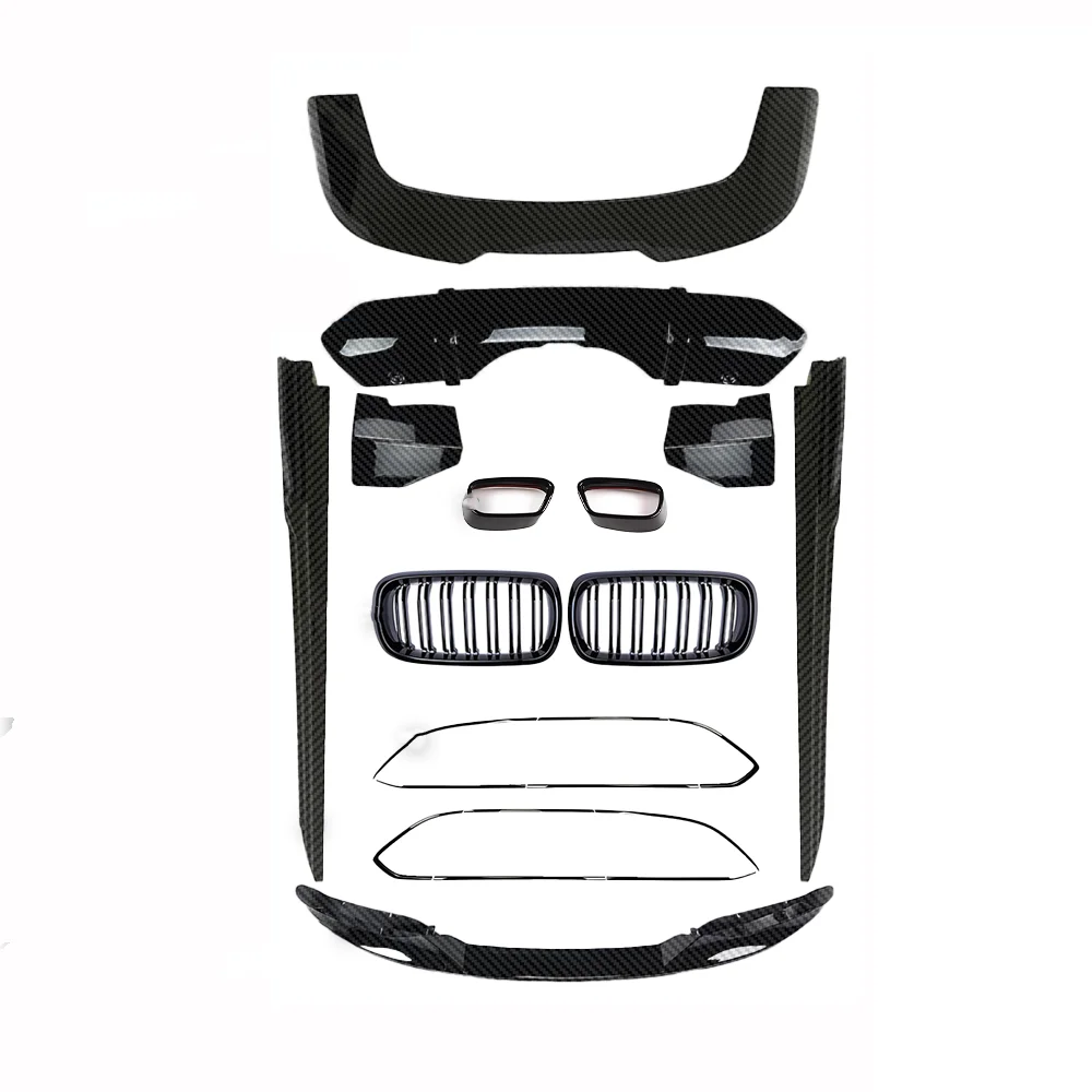 

for X5 F15 2014-2018 7 PCS Carbon Look MP Type Front Bumper Lip Rear Diffuser Side Skirts Full Body Kit