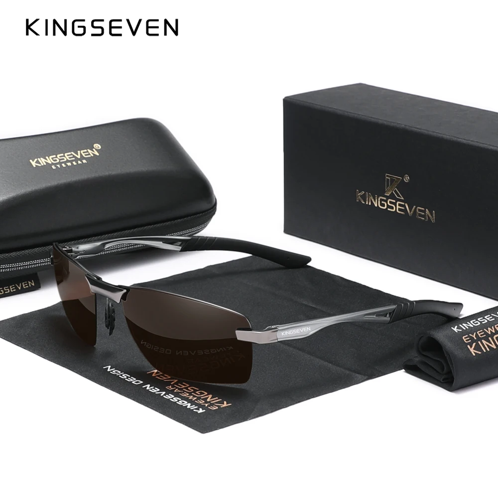 KINGSEVEN 2024 New Men\'s Polarized Sunglasses Aluminum Frame UV400 Sun Glasses Male Eyewear Driving Glasses