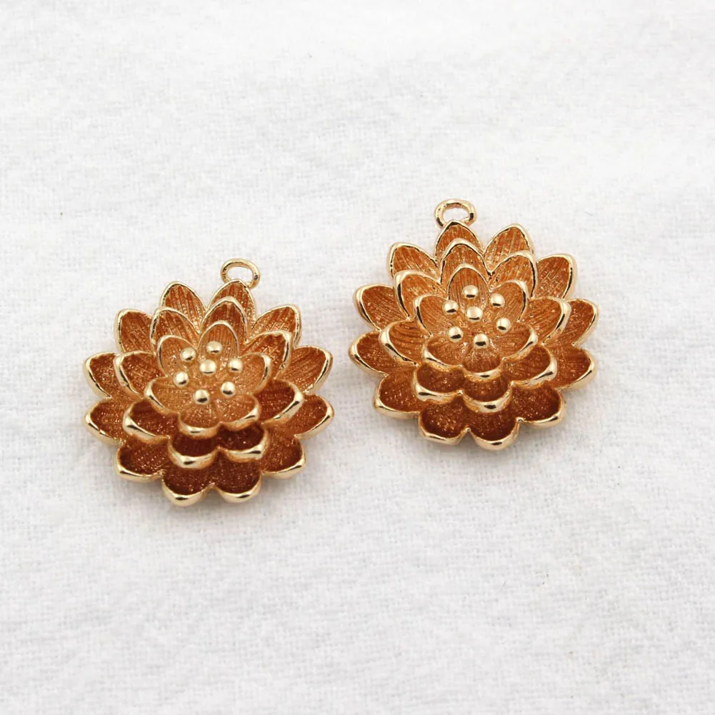 

10pcs 18mm Brass Casted Lotus Flower Pistils Center Pendant Charms Stamping Decoration DIY Handicrafts Dangle Earrings Jewelry