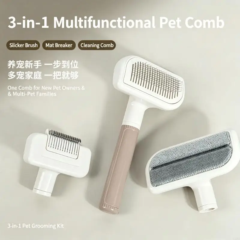62KD Dog Grooming Tool ABS Deshedding Brush Removes Loose Hair Massage Comb For Regular Coat Maintenance