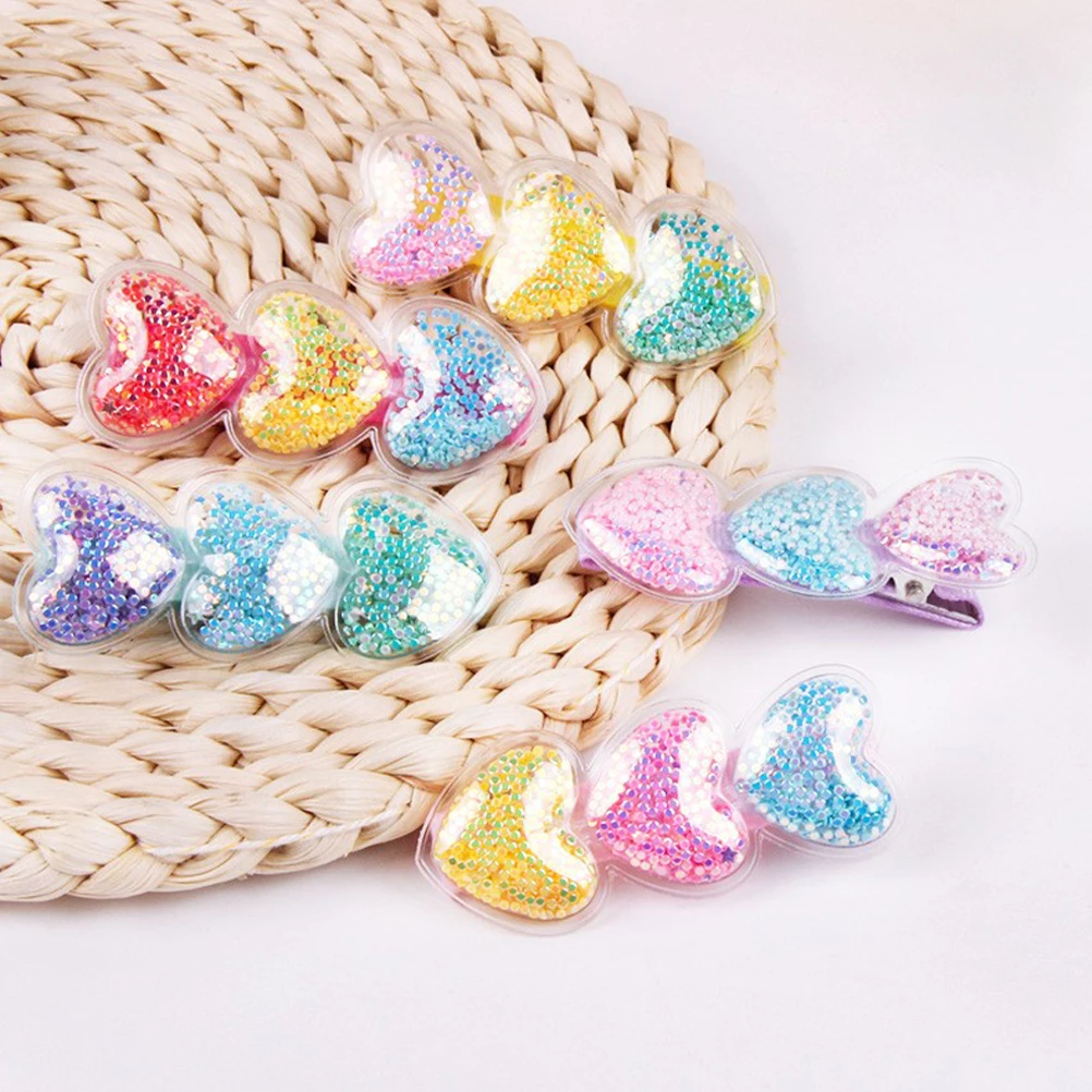 

5pcs Heart Hair Clips for Girls Ages 4 8 Sweet Design Easy to Clip Plastic Toddler Accessories Barrettes Thin Hair