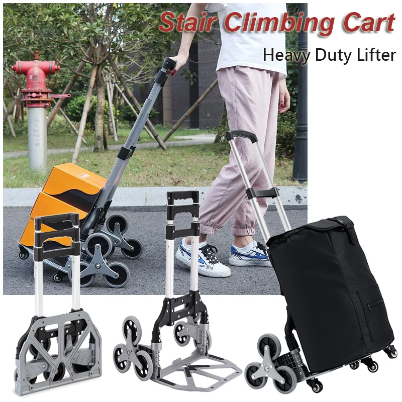 

150KG All Terrain Stair Climbing Cart Hand Truck with Travel Bag Folding Trolley for Upstairs Cargo Furniture Moving Camping