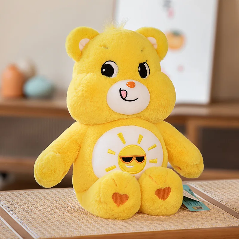 MINISO Carebears juguete de peluche para niños, oso arcoíris azul, ojo parpadeante enfadado, muñeco de peluche suave para dormir, sorpresa, regalos lindos de cumpleaños