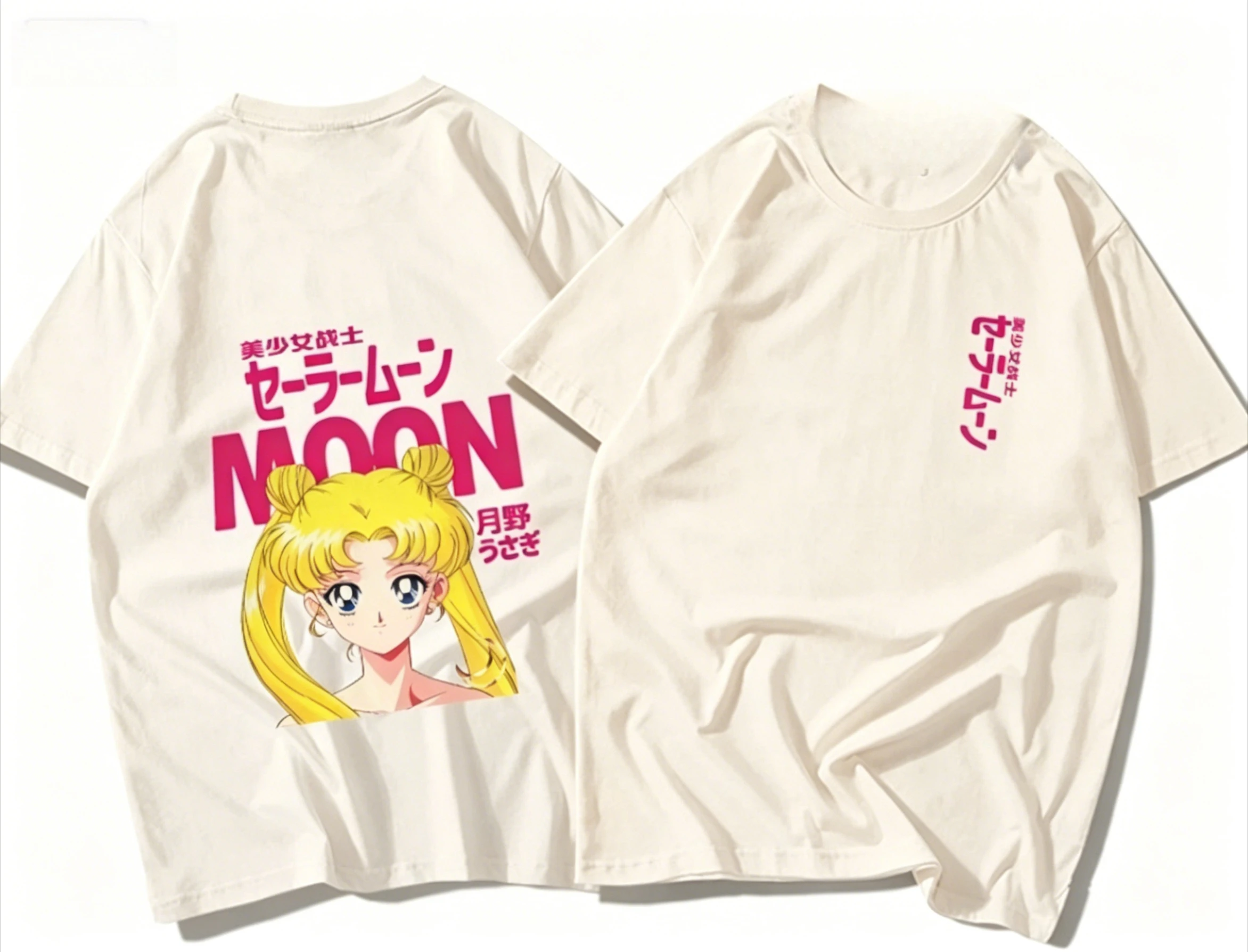2026 New Cotton Summer Sailor Moon T-Shirt Men's  Anime Graphic Japanese Letter Print Casual Oversized Summer with Tsukino Usagi