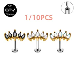 1/10PCS G23 Titanium Rod Insertion Type Ear Soft Bone Needle Four Eyelets ZC Copper Material Insertion Needle Women's Earring
