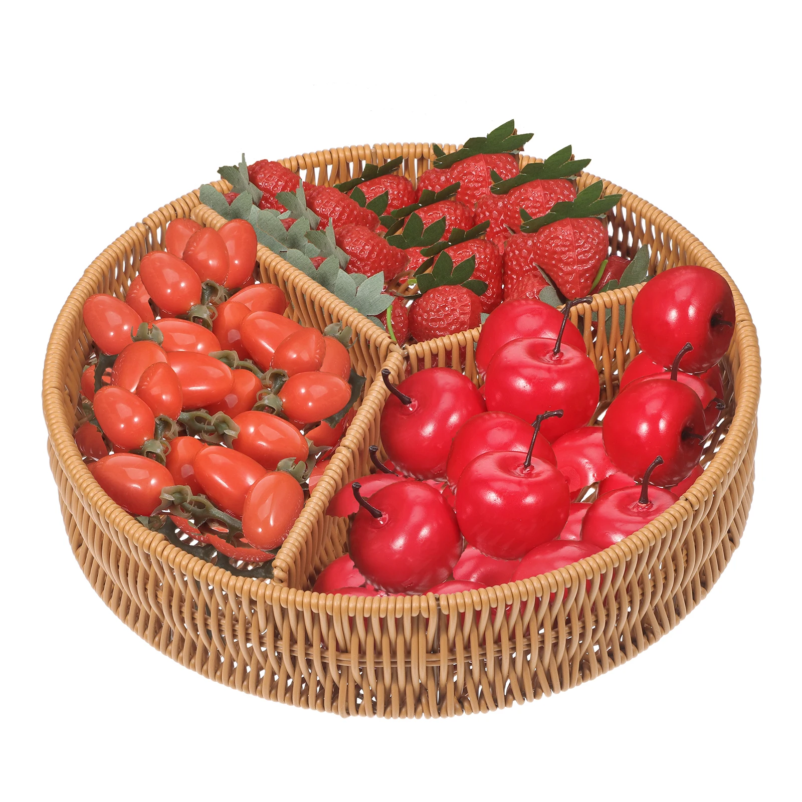 

1pc Imitation Rattan Storage Baskets Woven Household Decorative Fruit Bread Snack Organizer Reusable Home Decoration Gift