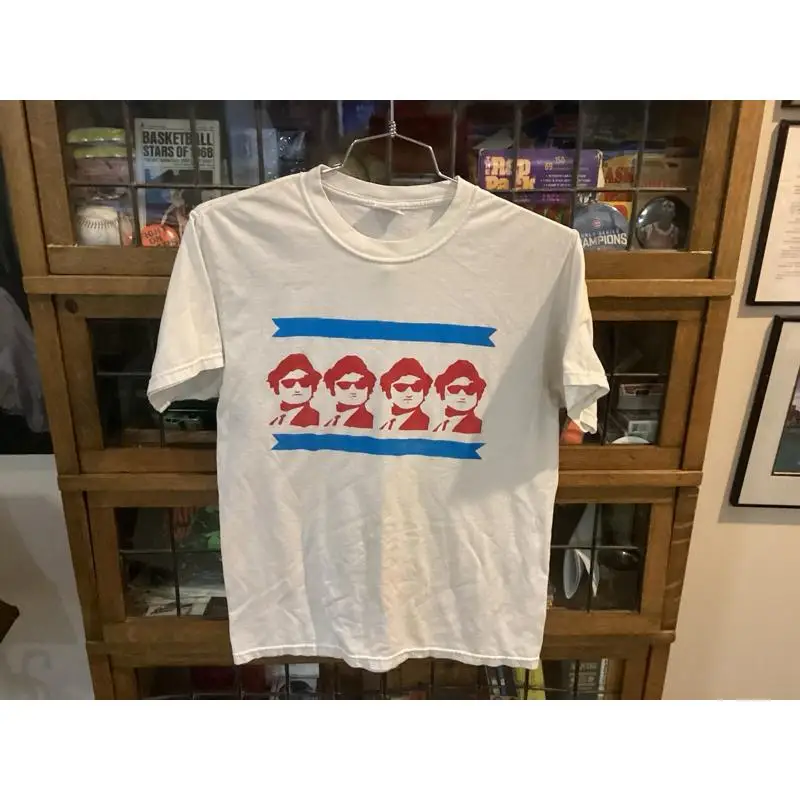 

John Belushi Blues Brothers CHICAGO Flag White JERZEES T shirt SZ M Cool