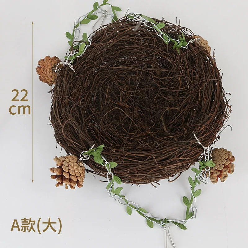 Parrot Nest Rattan Round Hammock Bird Cage Breeding Nest Parrot Pigeon Bedding with Chew Toys Bird Supplies Bird Nests view 4