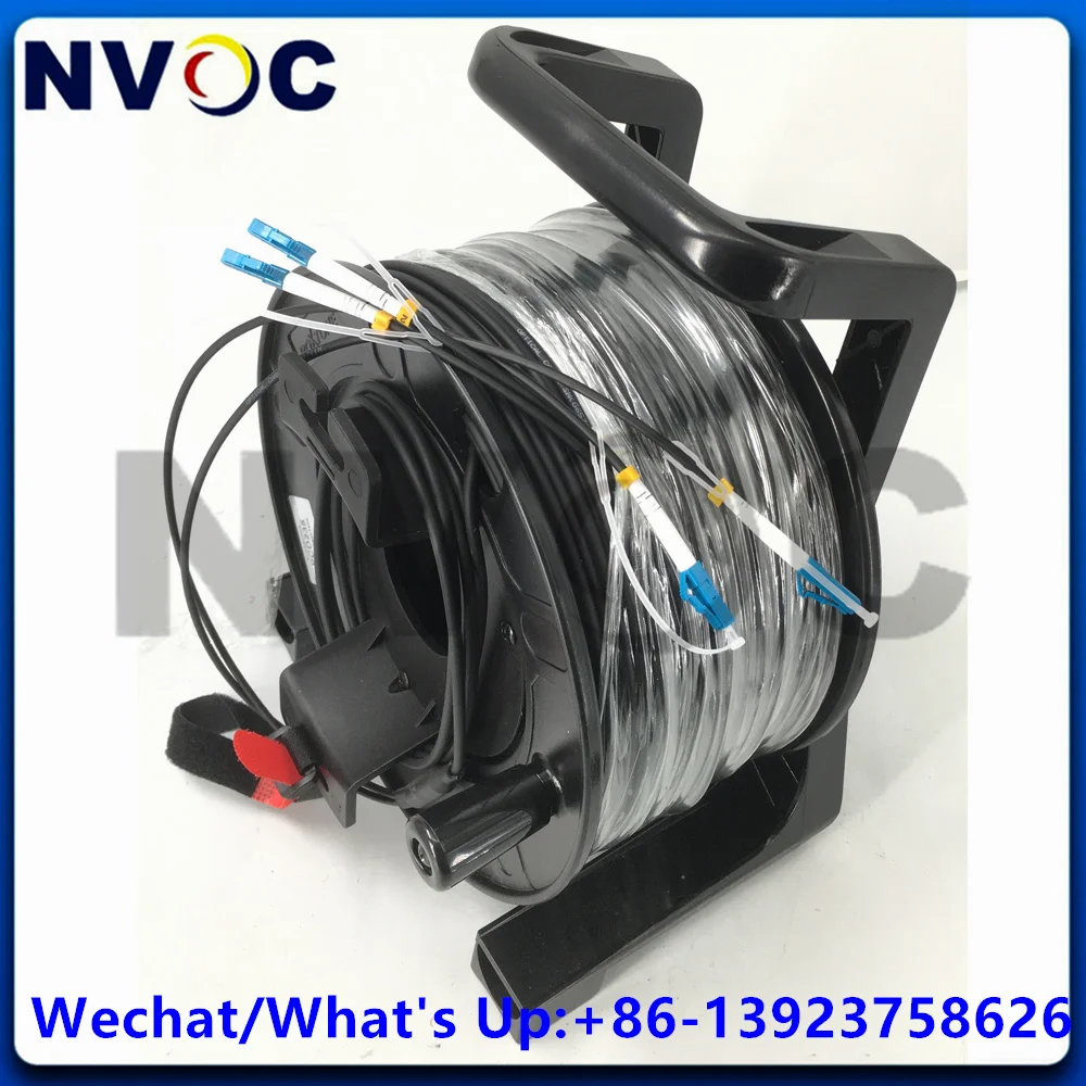 

100M 2C 2Cores 4.0mm TPU LC-LCUPC SM OS2 Tactical Fiber Optic Cable With PCD235 Portable Field Deployable Reels Winding Drum