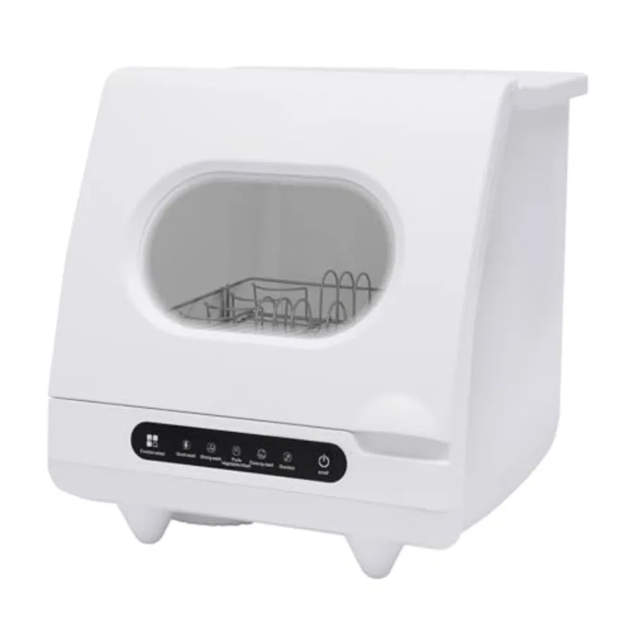 

Портативная настольная посудомоечная машина с резервуаром для воды, белая, 3 программы стирки, распыление на 360 градусов, сушка горячим воздухом 75C, 110 В, 1200 Вт