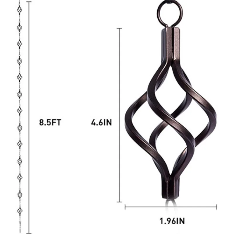 European-style metal rain chain rainwater collector, wrought iron anti-rust treatment, retro roof drain
