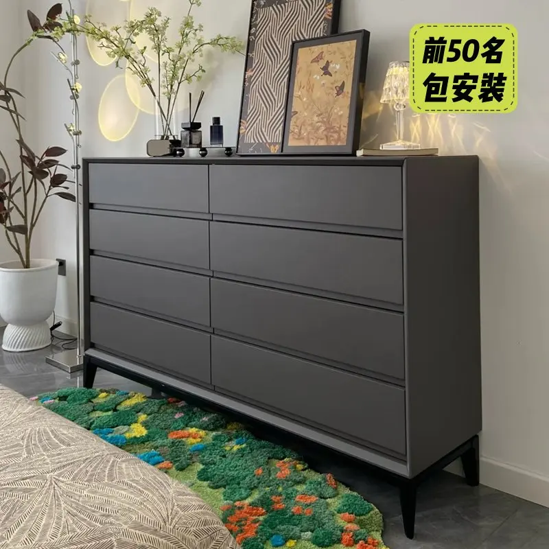 

Italian minimalist solid wood eight-bucket cabinet, simple modern living room wall locker, bedroom bed end drawer storage cabine