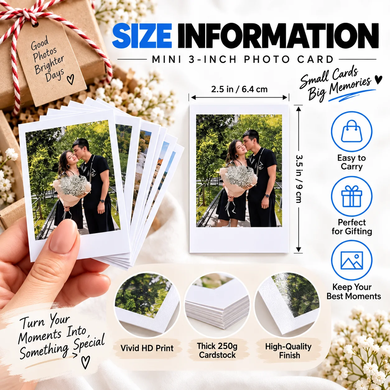 5/8/10/16PCS Custom Mini Photo Cards Personalized Photo Printed DIY Picture Cards Couples Pets Family Birthday Wedding Gift