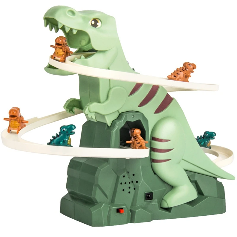 Dynamic Rotating Dinosaur Adventure Slide Climbing Stairs Children's Educational Electric Track Toy