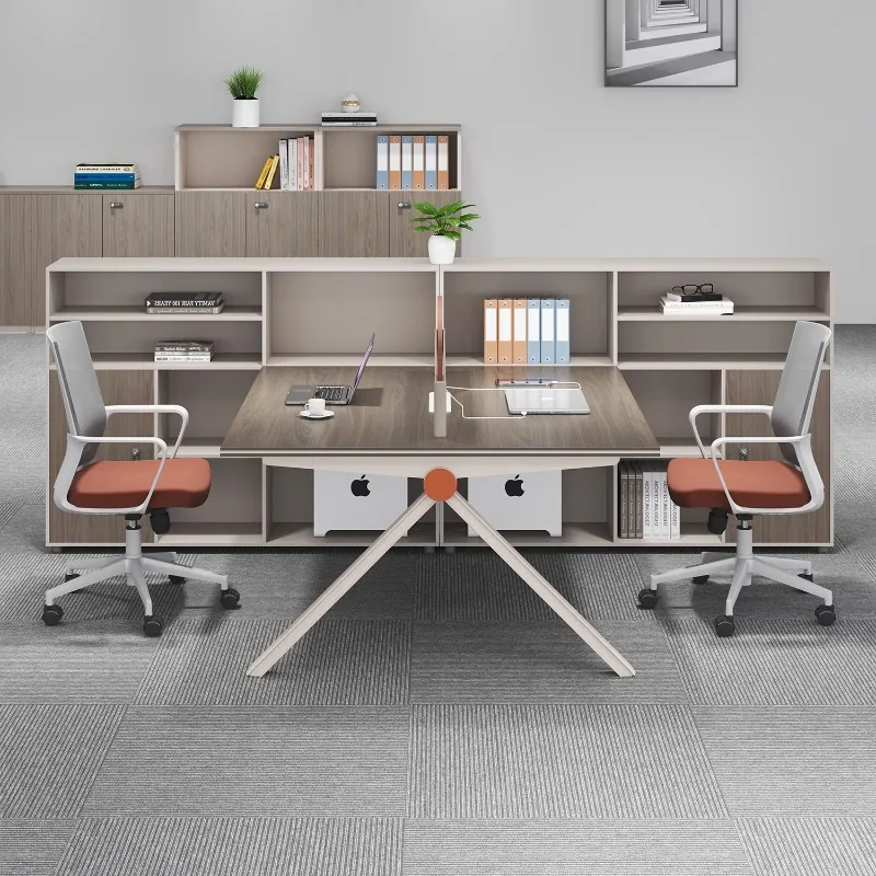 Mesas e cadeiras de escritório, mesa de trabalho simples e moderna com assento para funcionários