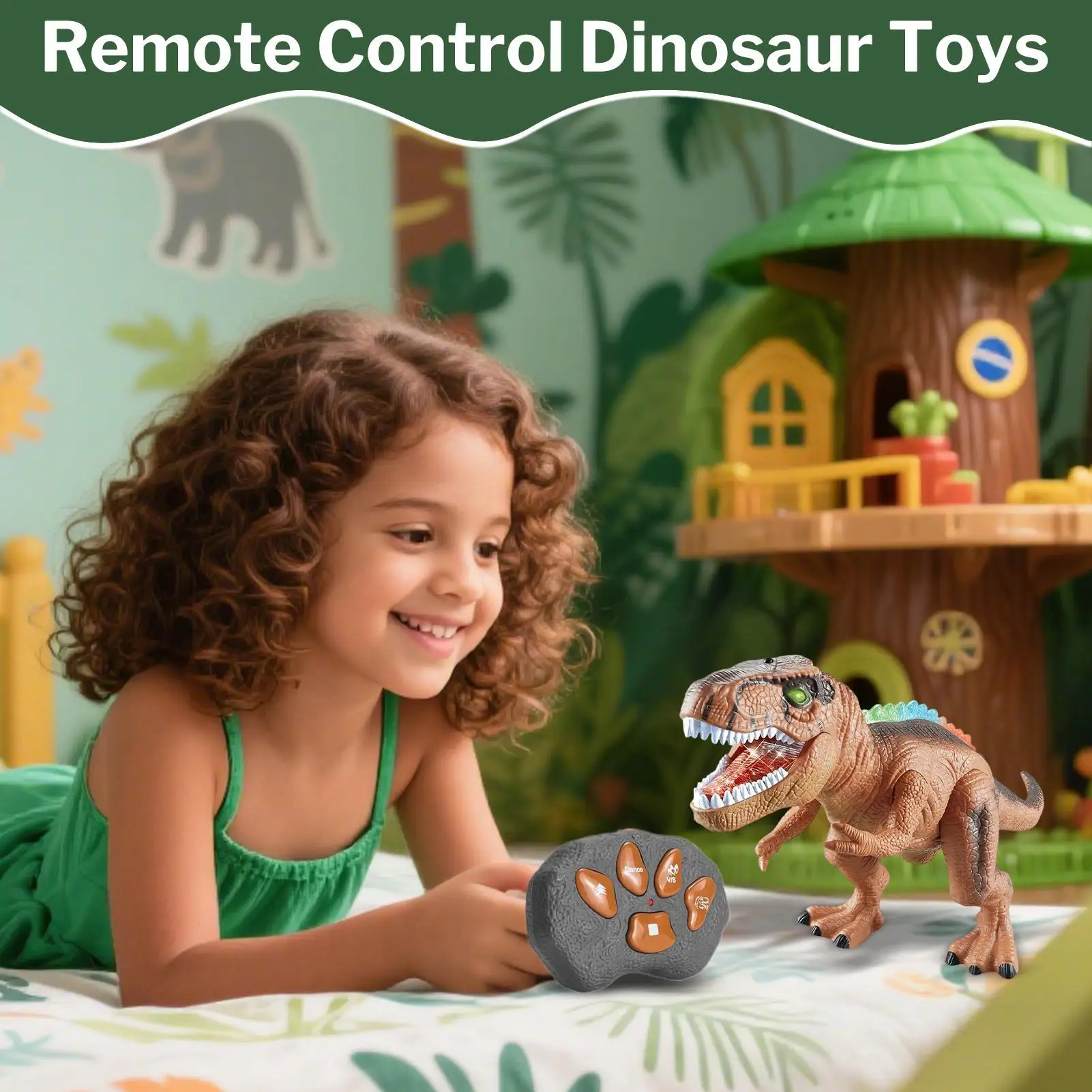 Walking and Roaring Dinosaur Remote Control Electronic Robots Dinosaurs Toys with Light and Sound Ideal Children's Gifts